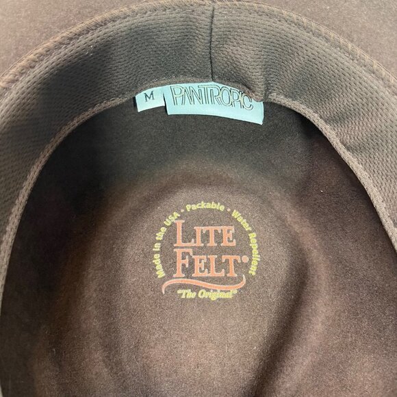 Pantropic Brown Lite Felt Packable Water Repellent Hat Size M women Fedora - Picture 7 of 11